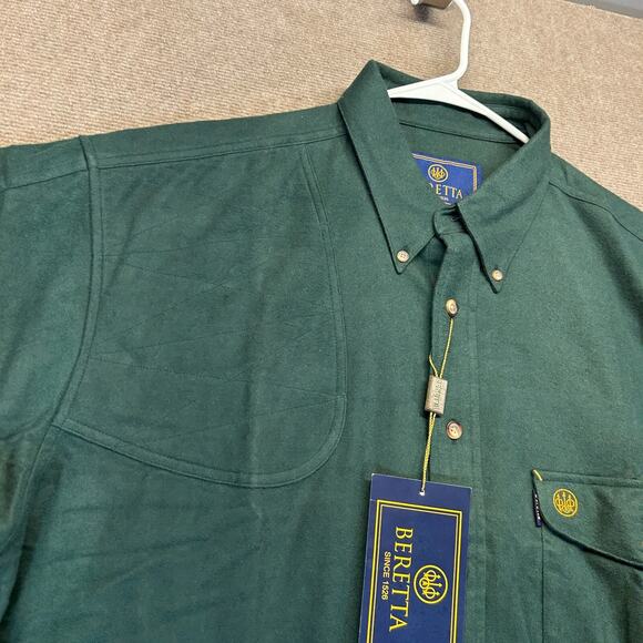 Beretta Chamois Shooting Shirt Mens XL Heavy Flannel Long Sleeve Button Down NEW - Picture 2 of 12